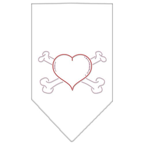 A stylish pet and dog bandana featuring a rhinestone Heart Crossbone design, perfect for fashionable pets.