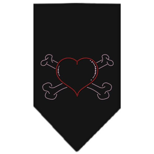 A stylish pet and dog bandana featuring a rhinestone Heart Crossbone design, perfect for fashionable pets.