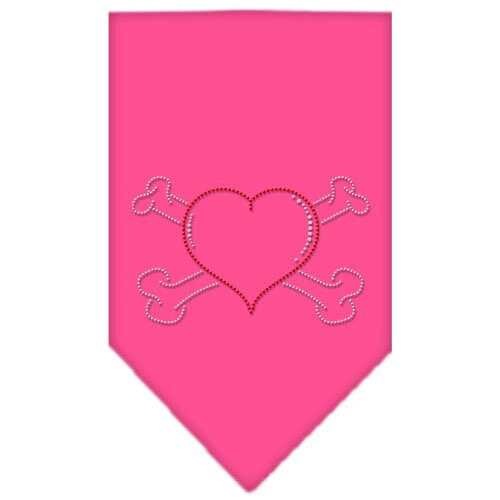 A stylish pet and dog bandana featuring a rhinestone Heart Crossbone design, perfect for fashionable pets.