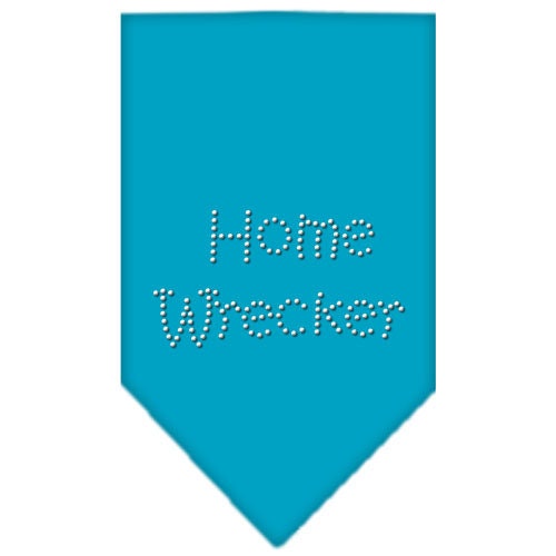 A stylish pet bandana featuring rhinestones with the text 'Home Wrecker', designed for dogs of various sizes.