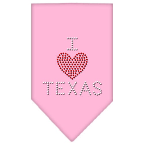 Rhinestone pet bandana with 'I Heart Texas' design, perfect for dogs of all sizes.