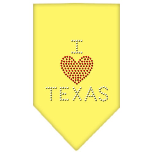 Rhinestone pet bandana with 'I Heart Texas' design, perfect for dogs of all sizes.