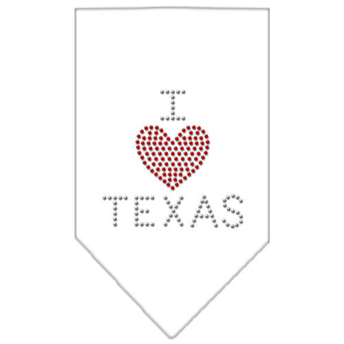 Rhinestone pet bandana with 'I Heart Texas' design, perfect for dogs of all sizes.