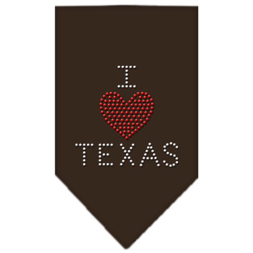 Rhinestone pet bandana with 'I Heart Texas' design, perfect for dogs of all sizes.