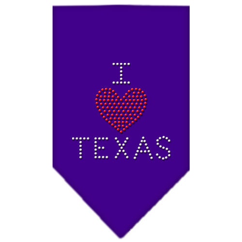 Rhinestone pet bandana with 'I Heart Texas' design, perfect for dogs of all sizes.