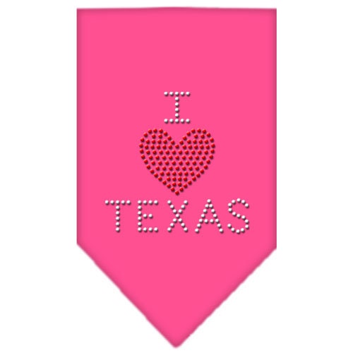 Rhinestone pet bandana with 'I Heart Texas' design, perfect for dogs of all sizes.