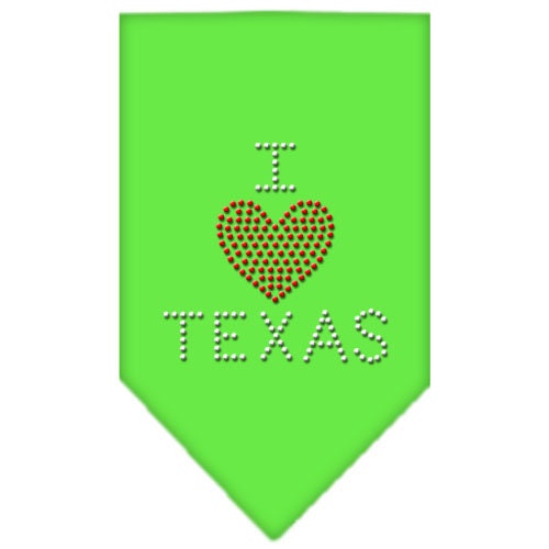 Rhinestone pet bandana with 'I Heart Texas' design, perfect for dogs of all sizes.