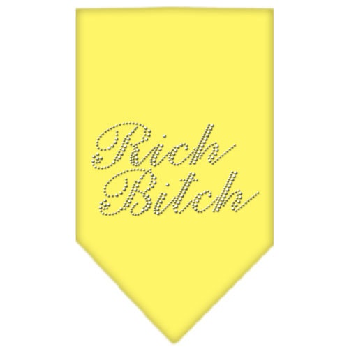 A stylish dog bandana featuring rhinestones with the text 'Rich Bitch', designed for fashionable pets.