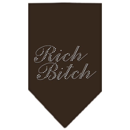 A stylish dog bandana featuring rhinestones with the text 'Rich Bitch', designed for fashionable pets.