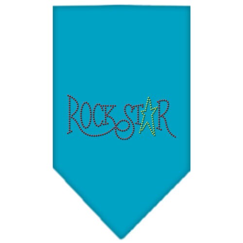 A stylish pet bandana with rhinestones, featuring the text 'Rock Star', designed for dogs of all sizes.