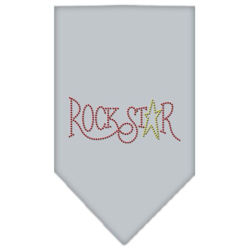 A stylish pet bandana with rhinestones, featuring the text 'Rock Star', designed for dogs of all sizes.