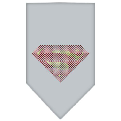 A stylish dog bandana featuring rhinestones with the word 'Super', available in small and large sizes, designed for tie-on use.