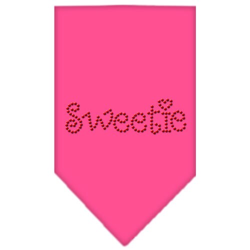 A stylish pet bandana with rhinestone embellishments, featuring the word 'Sweetie', designed for dogs of all sizes.