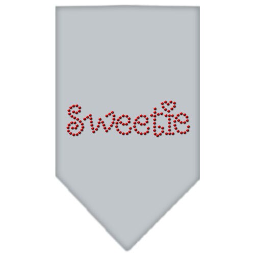 A stylish pet bandana with rhinestone embellishments, featuring the word 'Sweetie', designed for dogs of all sizes.