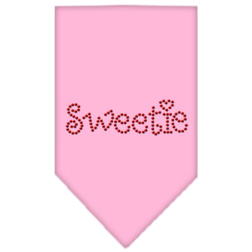 A stylish pet bandana with rhinestone embellishments, featuring the word 'Sweetie', designed for dogs of all sizes.