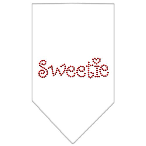 A stylish pet bandana with rhinestone embellishments, featuring the word 'Sweetie', designed for dogs of all sizes.