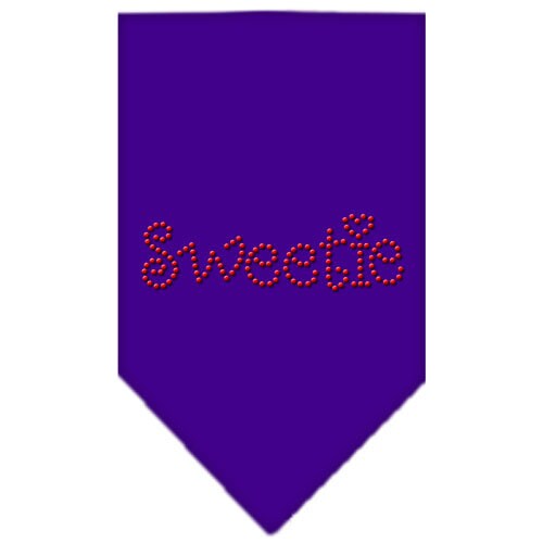 A stylish pet bandana with rhinestone embellishments, featuring the word 'Sweetie', designed for dogs of all sizes.