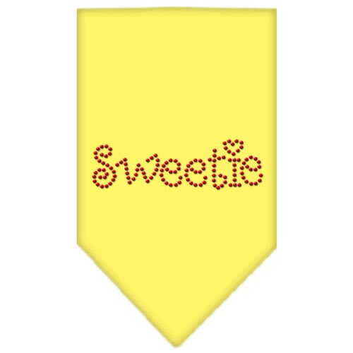 A stylish pet bandana with rhinestone embellishments, featuring the word 'Sweetie', designed for dogs of all sizes.