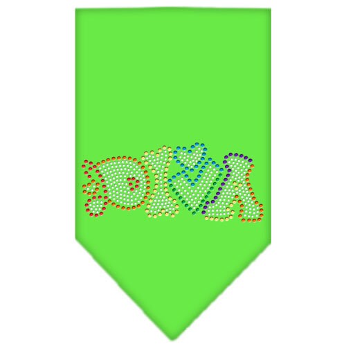 Colorful rhinestone dog bandana named Technicolor Diva, designed for stylish pets.