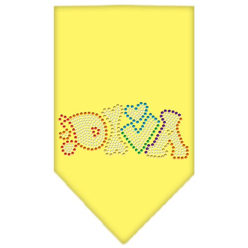 Colorful rhinestone dog bandana named Technicolor Diva, designed for stylish pets.