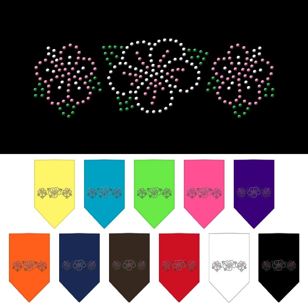 A stylish pet bandana featuring a rhinestone Tropical Flower design, perfect for dogs of all sizes.
