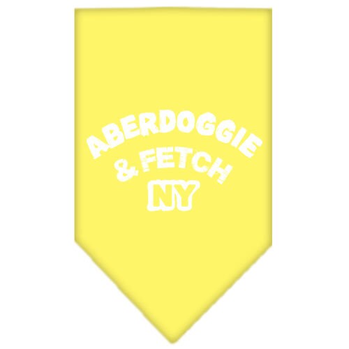 Stylish dog bandana featuring Aberdoggie & Fetch NY design, available in small and large sizes, perfect for any dog breed.