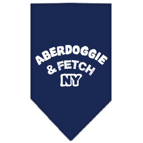 Stylish dog bandana featuring Aberdoggie & Fetch NY design, available in small and large sizes, perfect for any dog breed.