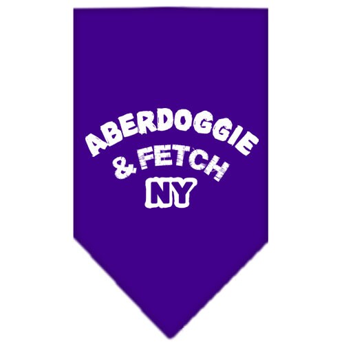 Stylish dog bandana featuring Aberdoggie & Fetch NY design, available in small and large sizes, perfect for any dog breed.