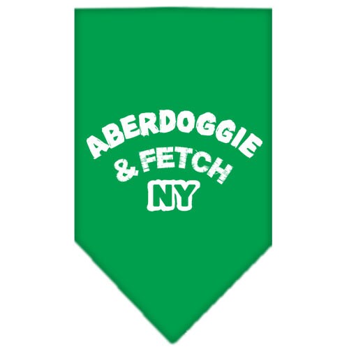 Stylish dog bandana featuring Aberdoggie & Fetch NY design, available in small and large sizes, perfect for any dog breed.