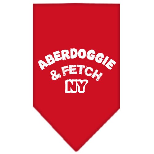 Stylish dog bandana featuring Aberdoggie & Fetch NY design, available in small and large sizes, perfect for any dog breed.