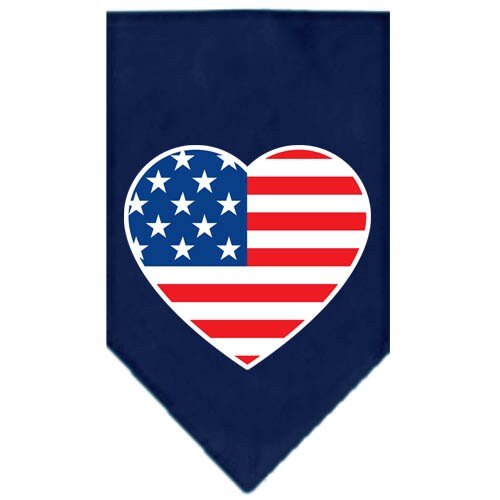 A stylish dog bandana featuring an American flag heart design, perfect for patriotic pets.
