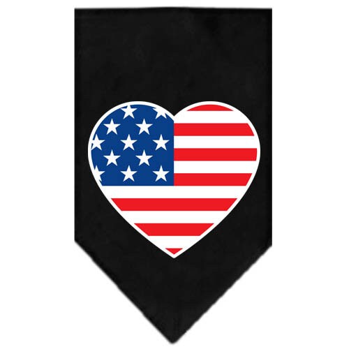 A stylish dog bandana featuring an American flag heart design, perfect for patriotic pets.