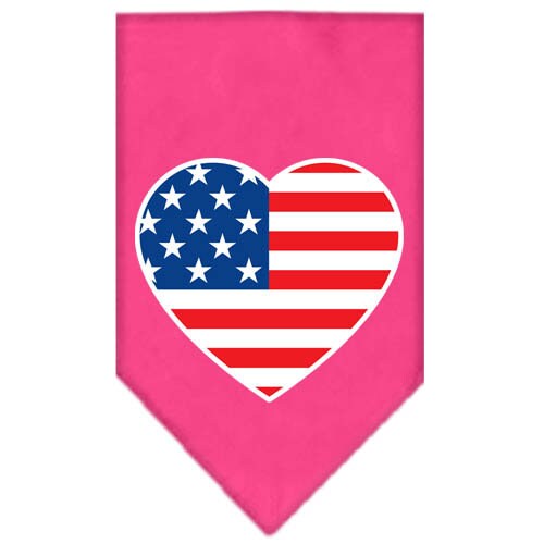 A stylish dog bandana featuring an American flag heart design, perfect for patriotic pets.