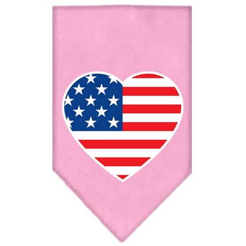 A stylish dog bandana featuring an American flag heart design, perfect for patriotic pets.
