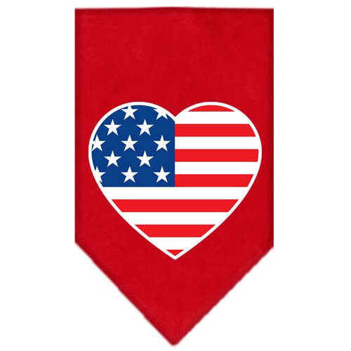 A stylish dog bandana featuring an American flag heart design, perfect for patriotic pets.