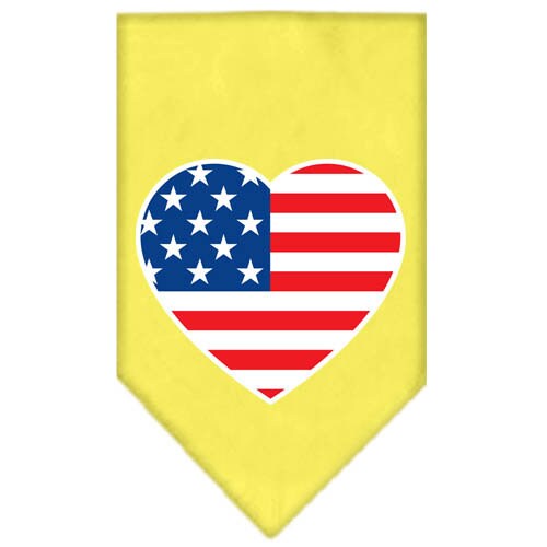 A stylish dog bandana featuring an American flag heart design, perfect for patriotic pets.