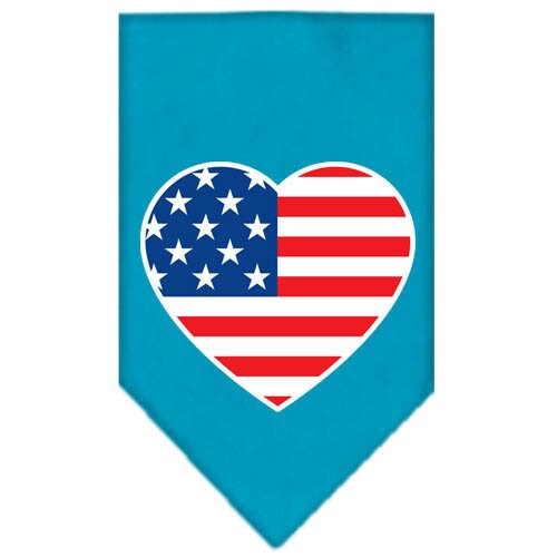 A stylish dog bandana featuring an American flag heart design, perfect for patriotic pets.