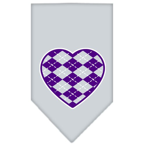 Purple dog bandana with argyle heart pattern, stylish and comfortable for pets.