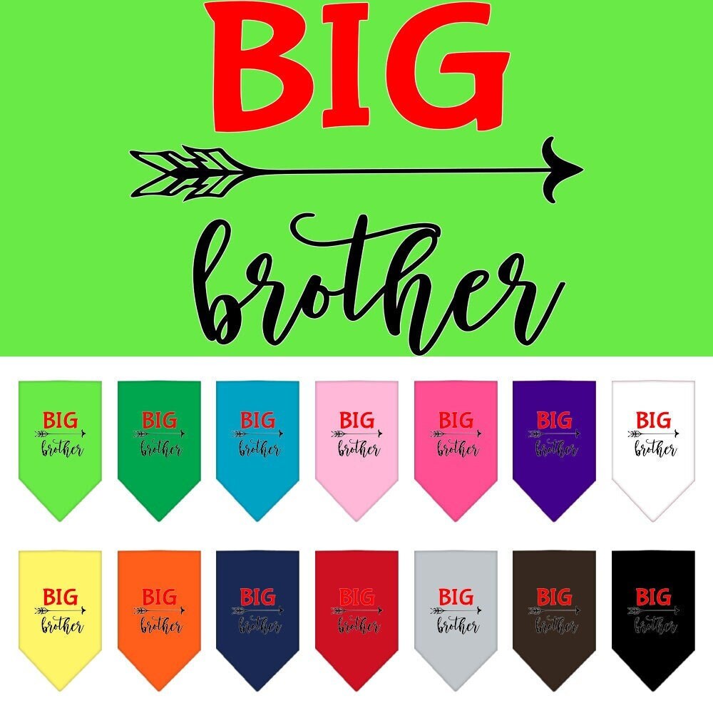 A stylish dog bandana featuring the phrase 'Big Brother', designed for pets of all sizes.