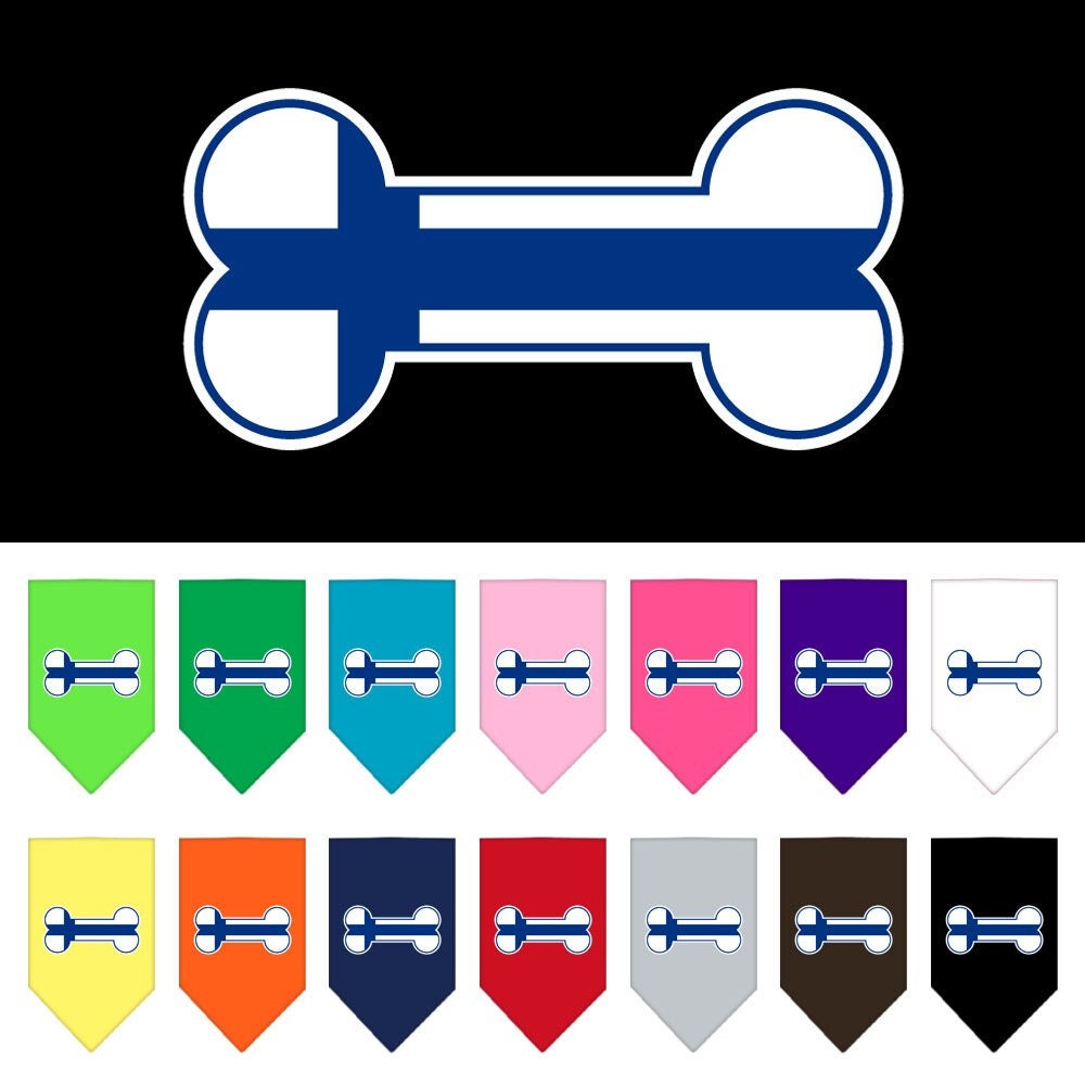 Pet and Dog Bandana featuring the Bone Flag Finland design, available in two sizes for a stylish look.