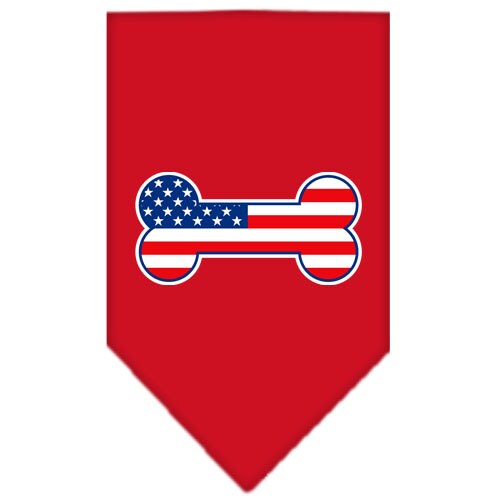 A stylish pet bandana featuring a bone-shaped American flag design, perfect for dogs of all sizes.