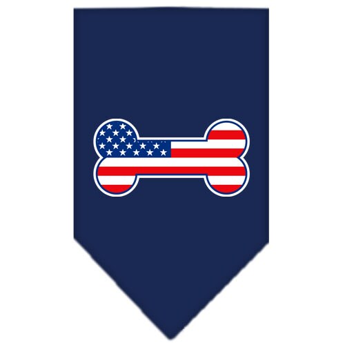 A stylish pet bandana featuring a bone-shaped American flag design, perfect for dogs of all sizes.