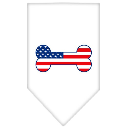 A stylish pet bandana featuring a bone-shaped American flag design, perfect for dogs of all sizes.