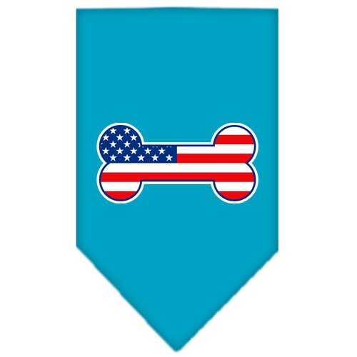 A stylish pet bandana featuring a bone-shaped American flag design, perfect for dogs of all sizes.