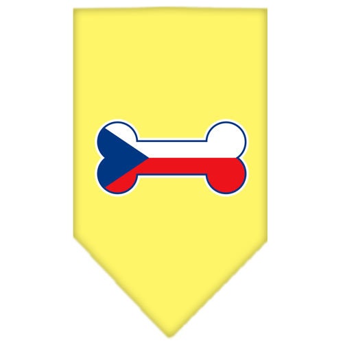 A stylish dog bandana featuring a bone-shaped Czech Republic flag design, perfect for pets of all sizes.