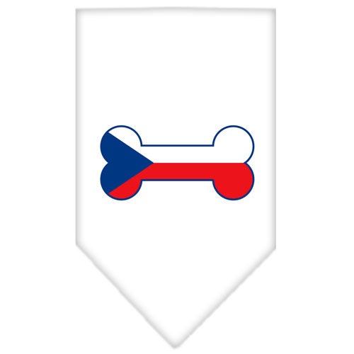 A stylish dog bandana featuring a bone-shaped Czech Republic flag design, perfect for pets of all sizes.