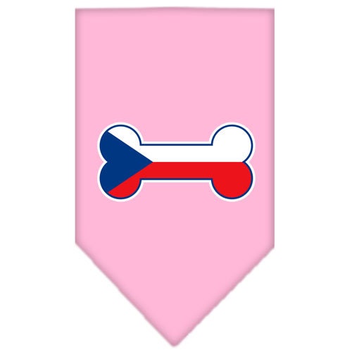 A stylish dog bandana featuring a bone-shaped Czech Republic flag design, perfect for pets of all sizes.