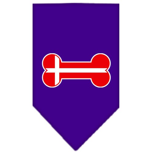 A stylish pet bandana featuring a bone-shaped Denmark flag design, perfect for dogs of all sizes.