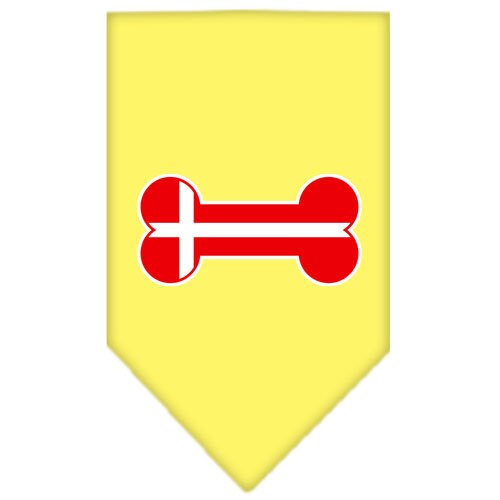 A stylish pet bandana featuring a bone-shaped Denmark flag design, perfect for dogs of all sizes.