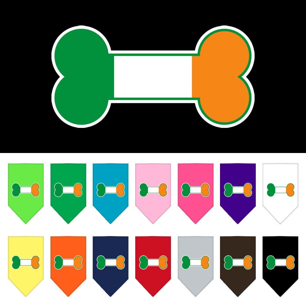 A stylish dog bandana featuring a bone-shaped design of the Irish flag, perfect for pets.